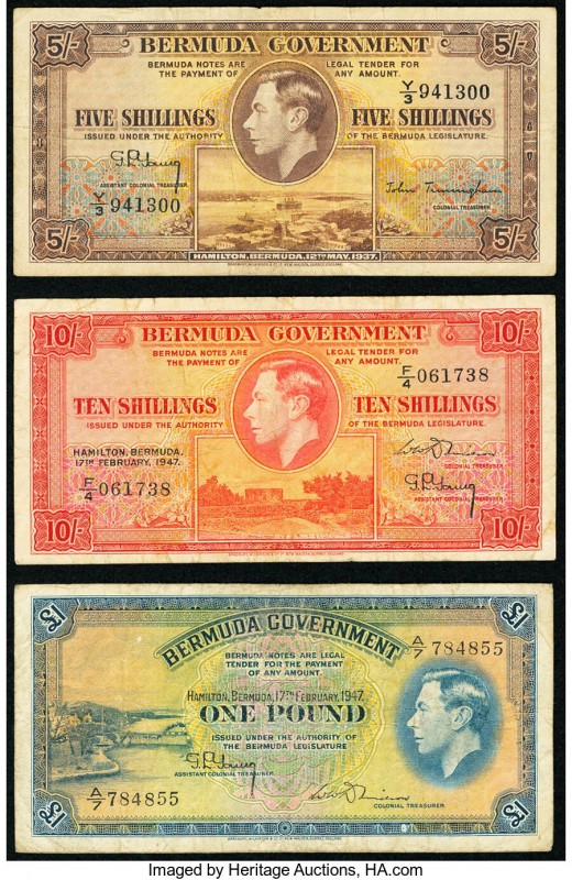 Bermuda Bermuda Government 5; 10 Shillings; 1 Pound 12.5.1937; 17.2.1947 (2) Pic...