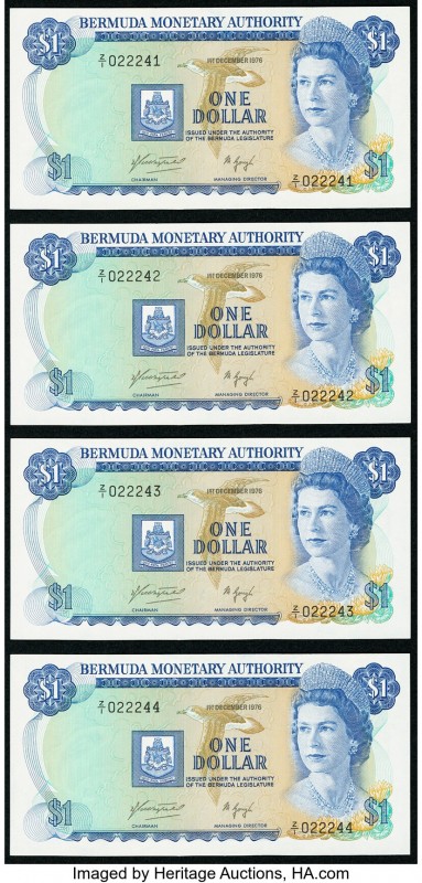 Bermuda Monetary Authority 1 Dollar 1.12.1976 Pick 28a* Four Consecutive Replace...