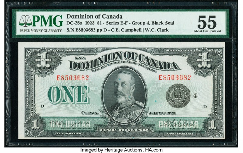 Canada Dominion of Canada $1 2.7.1923 Pick 33o DC-25o PMG About Uncirculated 55....
