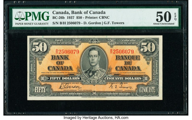 Canada Bank of Canada $50 2.1.1937 Pick 63b BC-26b PMG About Uncirculated 50 EPQ...