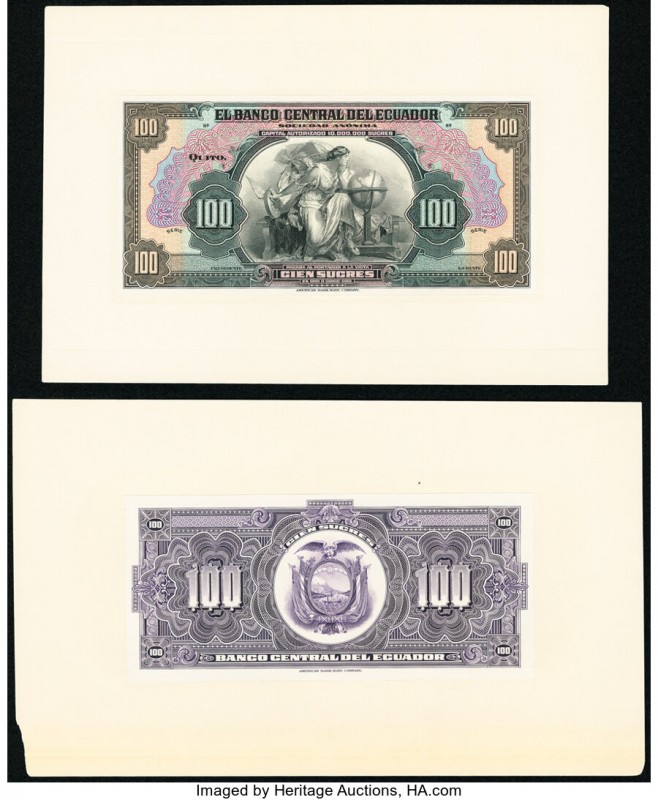 Ecuador Banco Central del Ecuador 100 Sucres 1928-36 Pick 88p Front and Back Pro...