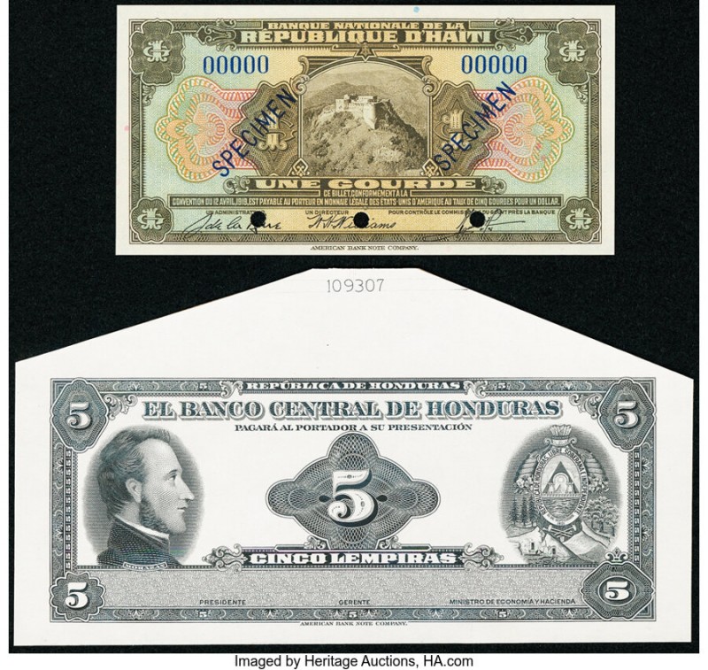 Honduras Banco Central de Honduras 5 Lempiras ND (1953-68) Pick 51p Proof Crisp ...