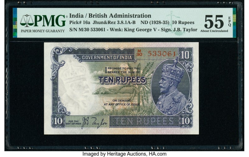 India Government of India 10 Rupees ND (1928-35) Pick 16a Jhun3.8.1A-B PMG About...