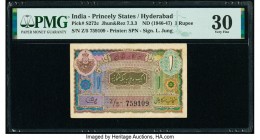 India Princely States, Hyderabad 1 Rupee ND (1946-47) Pick S272c Jhunjhunwalla-Razack 7.3.3 PMG Very Fine 30. Staple holes at issue; spindle hole.

HI...