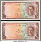 Iran Bank Melli 20 Rials ND (1948) Pick 48 Two Consecutive Examples Crisp Uncirculated. 

HID09801242017

© 2020 Heritage Auctions | All Rights Reserv...
