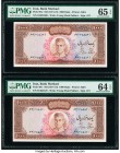 Iran Bank Markazi 1000 Rials ND (1971-73) Pick 94c Two Consecutive Examples PMG Gem Uncirculated 65 EPQ; Choice Uncirculated 64 EPQ. 

HID09801242017
...