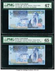 Two Fancy Serial Number Examples Jordan Central Bank of Jordan 10 Dinars 2007; 2012 Pick 36c; 36d PMG Superb Gem Unc 67 EPQ; Gem Uncirculated 65 EPQ. ...