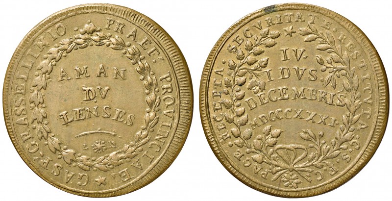 Amandola. Regnando Gregorio XVI (1831-1846). Medaglia 1831 AE gr. 35,50 diam. 43...