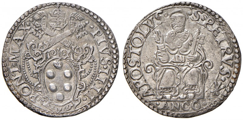Ancona. Pio IV (1559-1566). Testone AG gr. 9,54. Muntoni 49. Berman 1072. Dubbin...