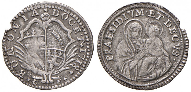 Bologna. Clemente XI (1700-1721). Carlino 1718 AG gr. 1,60. Muntoni 184a. Berman...