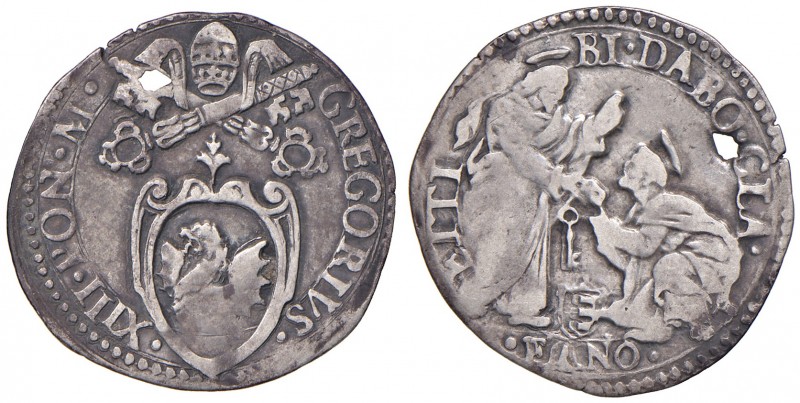 Fano. Gregorio XIII (1572-1585). Giulio AG gr. 3,00. Muntoni 382. Berman 1263. C...