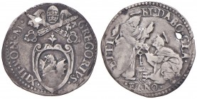 Fano. Gregorio XIII (1572-1585). Giulio AG gr. 3,00. Muntoni 382. Berman 1263. Ciavaglia 27. MIR 1267/1. Molto raro. Forato, BB