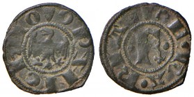 Ferrara. Obizzo III d’Este (1344-1352). Denaro MI gr. 0,44. CNI 3 (M. Correr). MIR 217. Raro. Buon BB