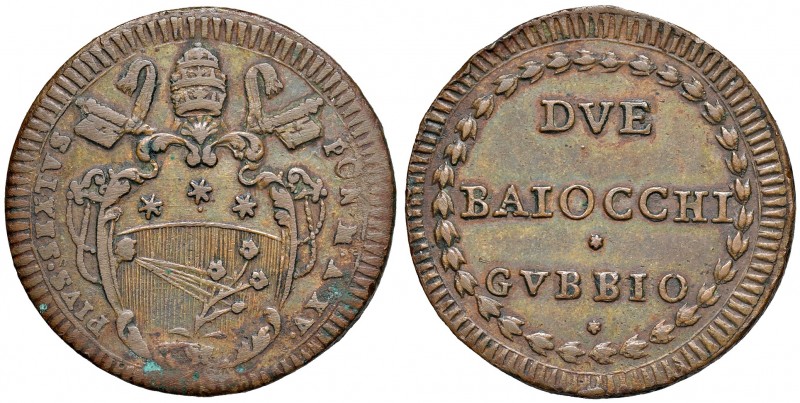 Gubbio. Pio VI (1775-1799). Baiocco anno XV CU gr. 22,43. Muntoni 355. Berman 31...