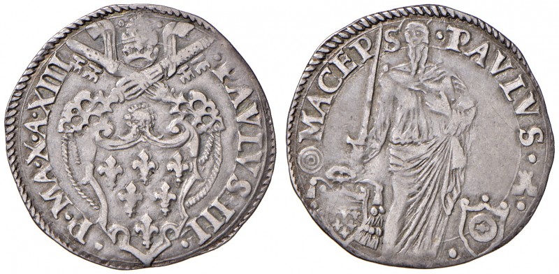 Macerata. Paolo III (1534-1549). Giulio anno XIII AG gr. 3,10. CNI 5. Muntoni 13...