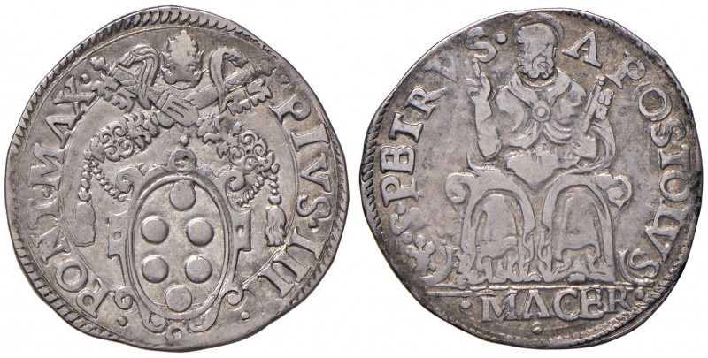 Macerata. Pio IV (1559-1565). Testone AG gr. 9,39. Muntoni 77. Berman 1080. MIR ...