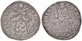 Macerata. Pio IV (1559-1565). Testone AG gr. 9,39. Muntoni 77. Berman 1080. MIR 1075/1. Raro. Buon BB