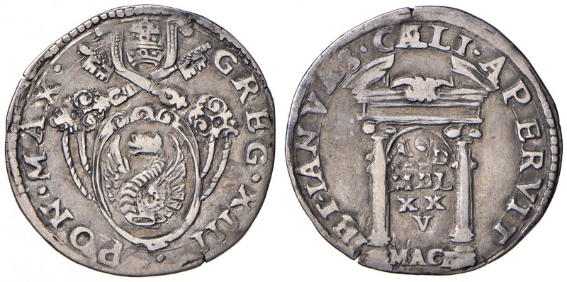 Macerata. Gregorio XIII (1572-1585). Giulio anno santo 1575 AG gr. 3,01. Muntoni...