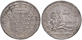 Napoli. Carlo di Borbone (1734-1759). Piastra da 120 grana 1734 AG gr. 25,07. P.R. 22. MIR 334. Migliore di BB
