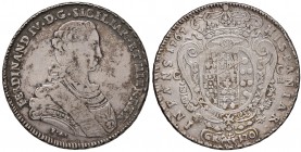 Napoli. Ferdinando IV di Borbone (1759-1816). Piastra da 120 grana 1767 AG gr. 25,09. P.R. 46. MIR 366. Rara. BB