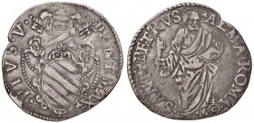 Roma. Pio V (1559-1565). Giulio AG gr. 3,11. Muntoni 14. Berman 1099. MIR 1090/1. Molto raro. Buon BB/BB