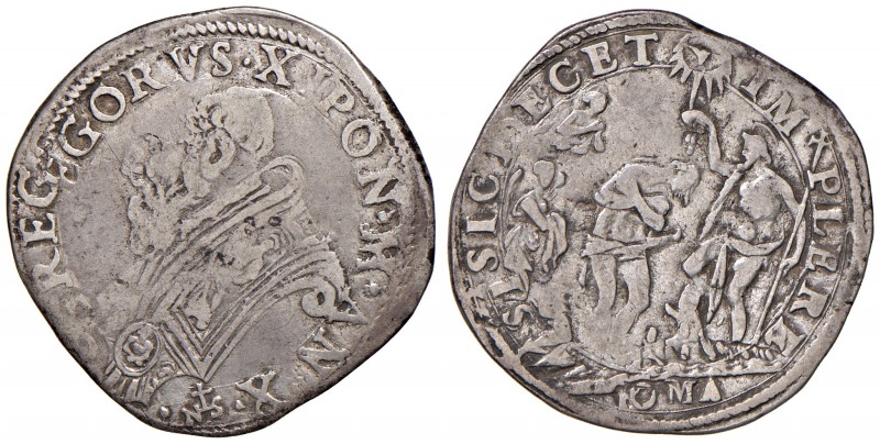 Roma. Gregorio XIII (1572-1585). Testone anno X AG gr. 9,27. Muntoni 63. Berman ...