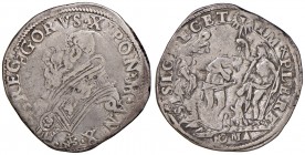 Roma. Gregorio XIII (1572-1585). Testone anno X AG gr. 9,27. Muntoni 63. Berman 1164. MIR 1186/2. Raro. q.BB