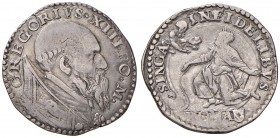 Roma. Gregorio XIII (1572-1585). Testone AG gr. 9,39. Muntoni 69. Berman 1168. MIR 1131/8. Buon BB