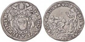 Roma. Gregorio XIII (1572-1585). Testone AG gr. 9,39. Muntoni 74. Berman 1174. MIR 1122/1. Molto raro. BB
