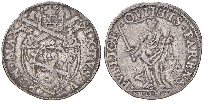 Roma. Sisto V (1585-1590). Testone AG gr. 9,34. Muntoni 19. Berman 1320. MIR 132...