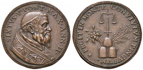Roma. Sisto V (1585-1590). Medaglia anno II (1586) AE gr. 16,58 diam. 34,3 mm. Opus Domenico Poggini. Per i provvedimenti adottati per l’approvvigiona...