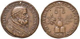 Roma. Sisto V (1585-1590). Medaglia anno II (1586) AE gr. 12,85 diam. 33,7 mm. Opus Domenico Poggini. Per i provvedimenti adottati per l’approvvigiona...
