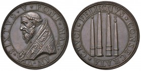 Roma. Sisto V (1585-1590). Medaglia anno VI (1590) AE gr. 27,35 diam. 37,3 mm. Opus Niccolò De Bonis (per il D/) e bottega Hamerani (per il R/). Per l...