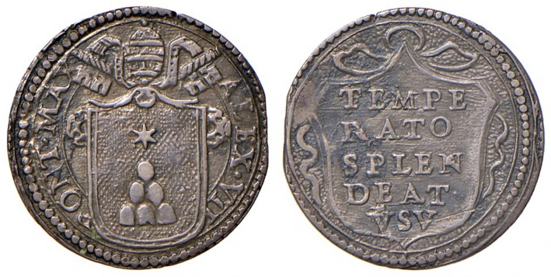 Roma. Alessandro VII (1655-1667). Mezzo grosso AG gr. 0,79. Muntoni 28. Berman 1...