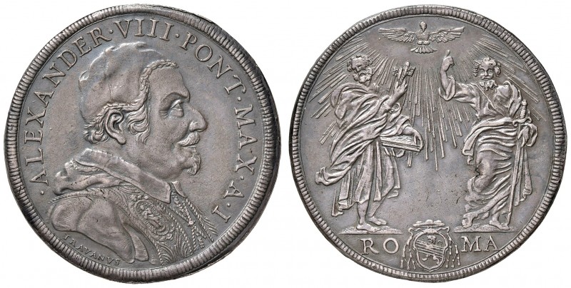 Roma. Alessandro VIII (1689-1691). Piastra anno I AG gr. 32,00. Muntoni 13. Berm...