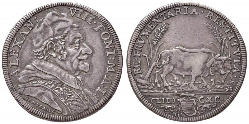 Roma. Alessandro VIII (1689-1691). Testone 1690 anno I AG gr. 9,03. Muntoni 16. ...