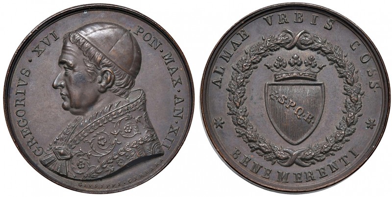 Roma. Gregorio XVI (1831-1846). Medaglia anno XII AE gr. 17,72 diam. 32,5 mm. Op...