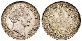 Alemania. Bavaria. Maximilian II. 1/2 gulden. 1859. (Jaeger-81). Ag. 5,28 g. EBC. Est...75,00. /// ENGLISH: Germany. Bayern. Maximilian II. 1/2 gulden...