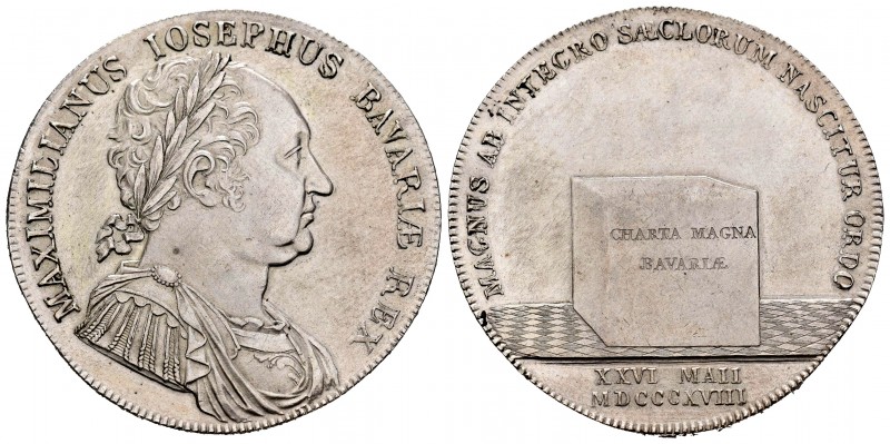 Alemania. Bavaria. 1 thaler. 1818. (Km-708). Ag. 27,86 g. Constitución de Bavier...