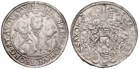Alemania. Saxony. Christian II, Johann Georg y August. 1 thaler. 1593. HB. (Dav-9820). Ag. 29,18 g. Atractiva. Escasa en esta conservación. EBC+. Est....