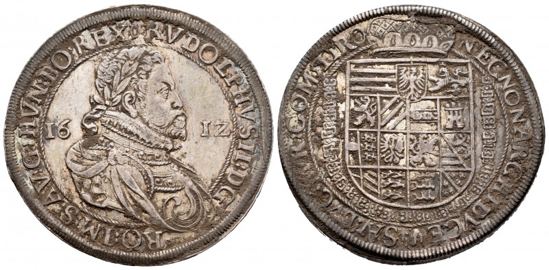 Austria. Rudolf II. 1 thaler. 1612. Hall. (Dav-3010). Ag. 28,35 g. MBC+. Est...2...