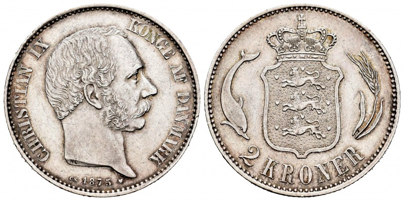Dinamarca. Christian IX. 2 kroner. 1875. Copenhague. CS. (Km-798.1). Ag. 14,95 g...