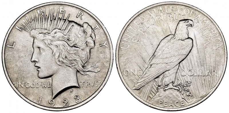 Estados Unidos. 1 dollar. 1923. (Km-150). Ag. 26,78 g. Brillo original. EBC+. Es...