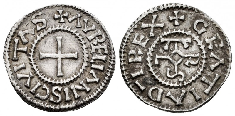 Francia. Acuñaciones Carolingias. Carlos el Calvo (840-877). Denier. Orleans. (D...