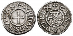 Francia. Acuñaciones Carolingias. Carlos el Calvo (840-877). Denier. Orleans. (Depeyrot-727). Anv.: +AVRELIANIS CIVITAS. Rev.: +GRATIA D-I REX. Ag. 1,...