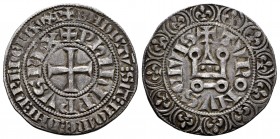 Francia. Philip IV. Gross. (1285-1314). Tournai. (Duplessy-213). Anv.: PHILIPPVS REX. Rev.: TVRONVS CIVIS. Castillo de Tournai. Ve. 3,88 g. MBC+. Est....