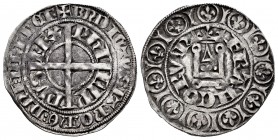 Francia. Philip IV. Gross. (1328-1350). Tournai. (Duplessy-tipo 259). Rev.: FRANCORVM. Castillo de Tournai. Ve. 2,57 g. EBC-. Est...60,00. /// ENGLISH...