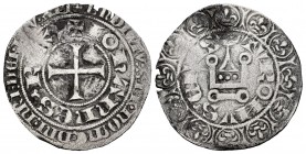Francia. Juan II el Bueno. Gross. (1350-1364). Tournai. (Duplessy-297A). (C-370). Anv.: IOHANNES REX. Rev.: TVRONVS CIVIS. Castillo de Tournai. Ve. 2,...