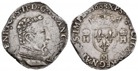 Francia. Francois II. 1/2 testón. 1560. Toulouse. M. (Duplessy-1051). Ag. 9,40 g. En nombre de Enrique II. Cospel irregular. MBC+. Est...150,00. /// E...
