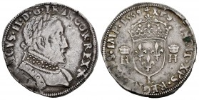 Francia. Francois II. 1 testón. 1559. Bayona. L. (Duplessy-1031). Ag. 9,33 g. En nombre de Henry II. Golpecitos. MBC. Est...120,00. /// ENGLISH: Franc...